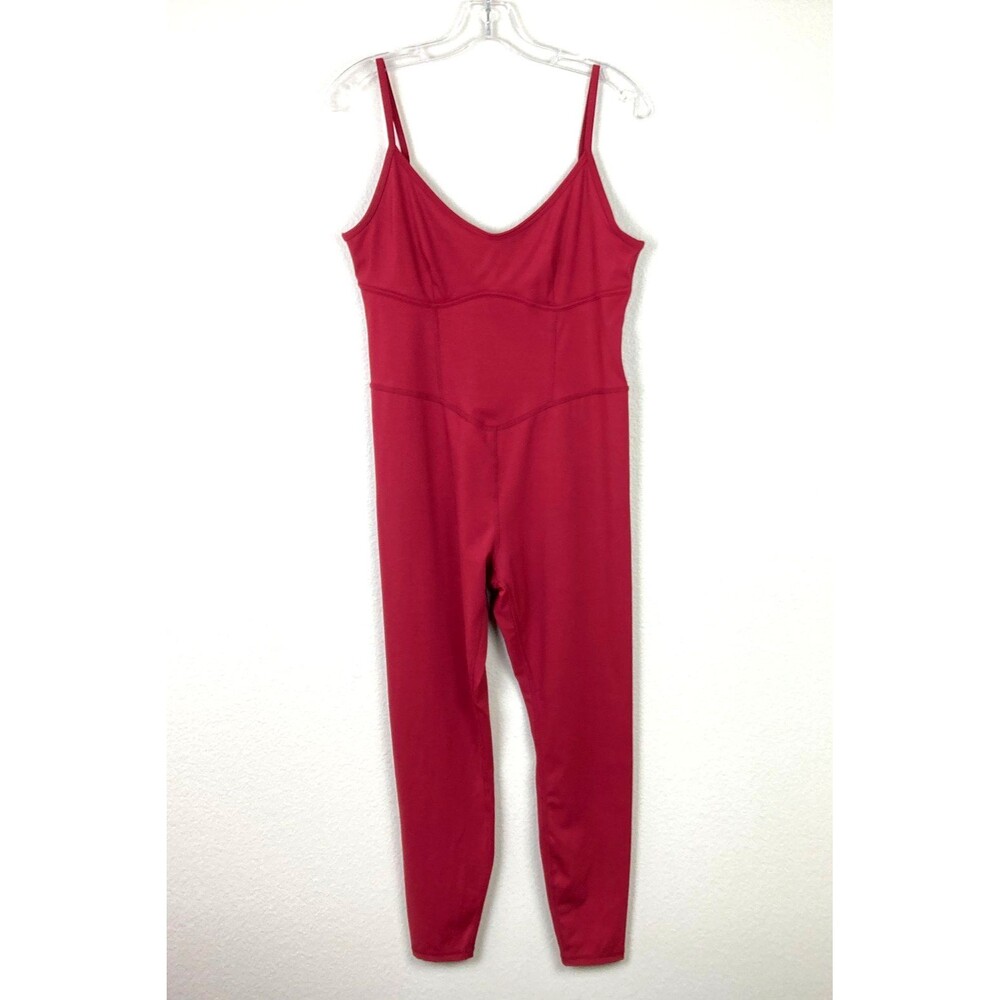 Joy Lab Red Corset One Piece Bodysuit Size L Sleeveless Activewear Yoga